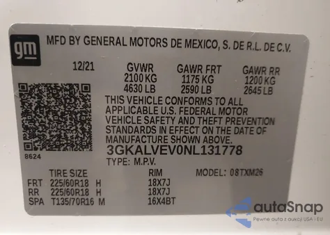 2022 GMC Terrain Awd Slt from USA, damaged, VIN 3GKALVEV0NL131778